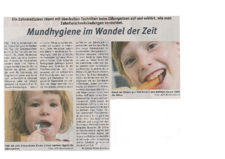 Kopie eines Zeitungartikels über den Wandel der Mundhygiene